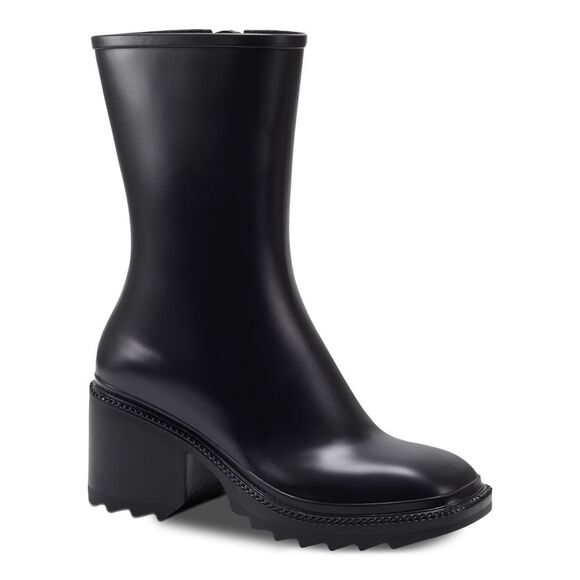 INC Womens Black Cushioned Everett Square Toe Block Heel Zip-Up Rain Boots 5 M - Picture 1 of 4